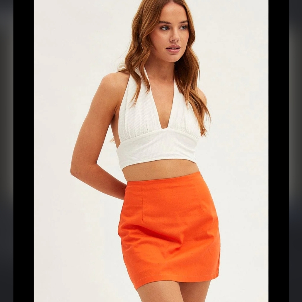 🔴ASOS orange mini skirt size 2 Trendy Super Cute Statement Piece